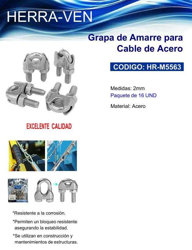 PERNO P/GUAYA DE ACERO 2MM - ACERO - 16UND