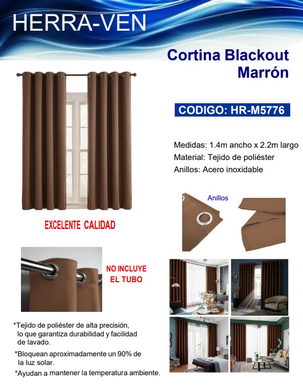CORTINA BLACKOUT MARRON 1,4 X 2,2 MTS
