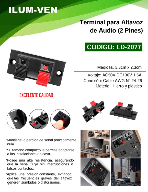 TERMINAL PARA ALTAVOZ AUDIO - 2 PINES