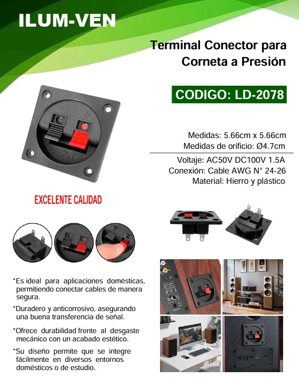 TERMINAL PARA CORNETA AUDIO - 2 PINES