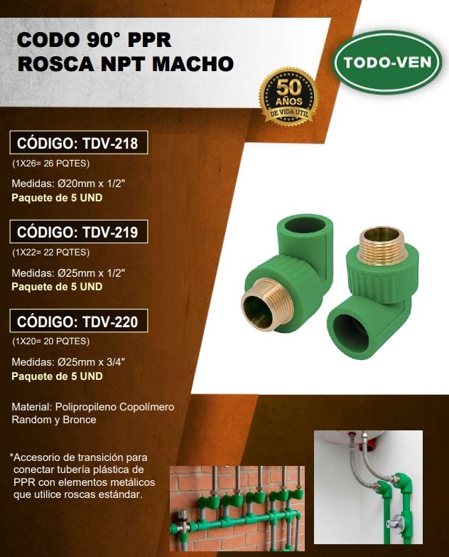 CODO 90° ADAPT PPR - 25MM X 1/2 NPT MACHO - UND