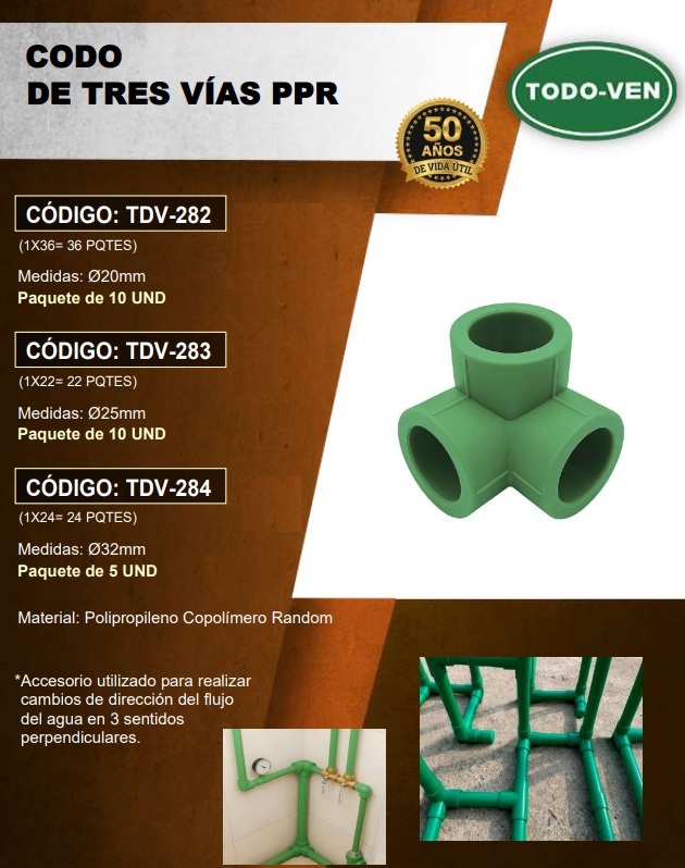 CODO 3 VIAS PPR - 32MM - UND